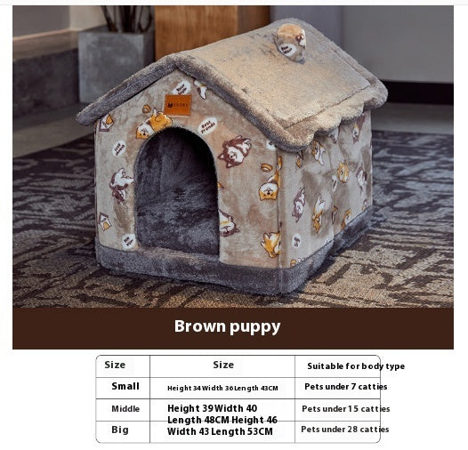 Foldable Doghouse Winter Villa